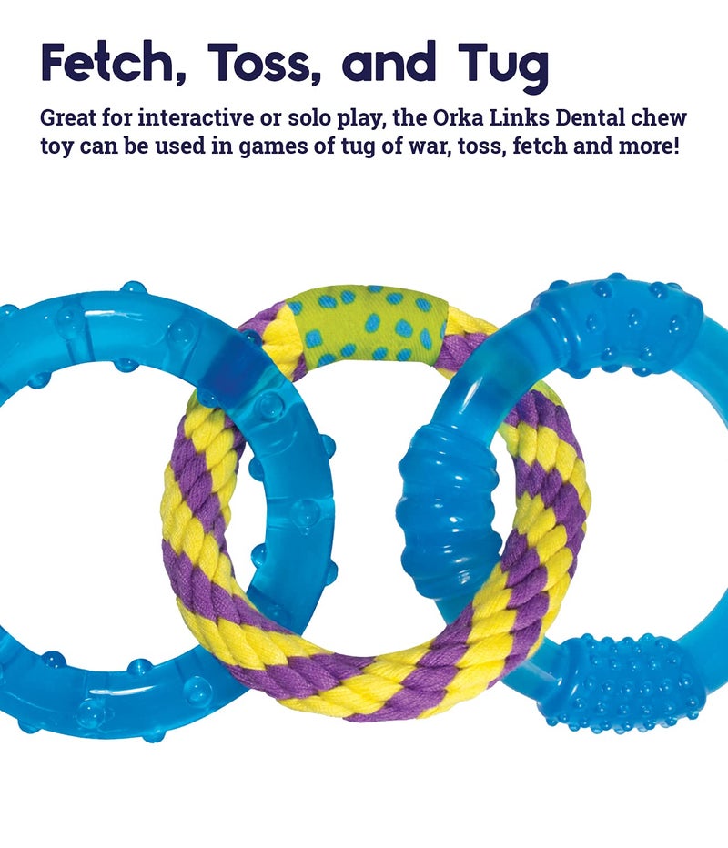 Petstages Dental Links Dog Chew Toy â€“ Puppies & Adults, Strong Chewers, Multiple Textures & Rope, 8.5" x 4" x 1" - Image 4